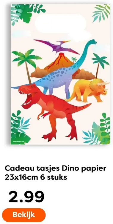 Aanbieding: Cadeau tasjes Dino papier