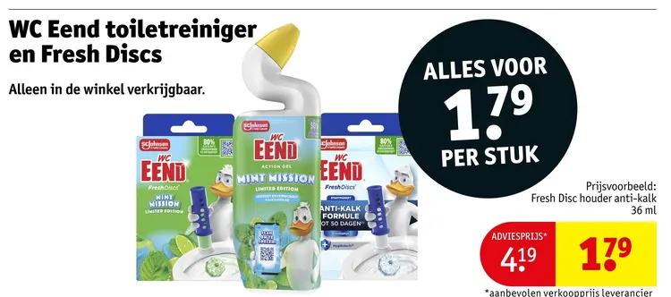 Aanbieding: WC Eend toiletreiniger en Fresh Discs