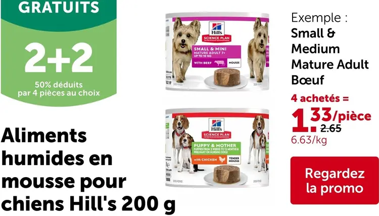 Offre: Aliments humides en mousse pour chiens