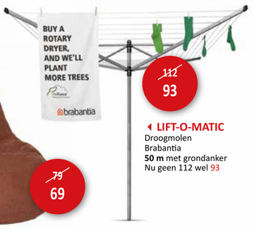 Aanbieding: Droogmolen Lift-O-Matic  Brabantia 50m