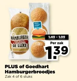 Aanbieding: PLUS of Goedhart Hamburgerbroodjes