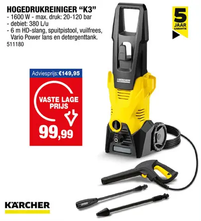 Promotie: Karcher K3 hogedrukreiniger 1600W