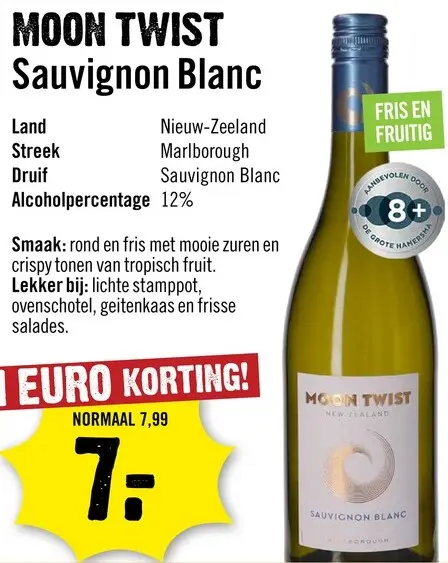 Aanbieding: Moon Twist Marlborough Sauvignon Blanc 75 cl