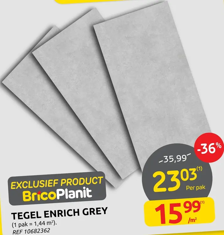 Promotie: BricoPlanit Tegel Enrich Grey