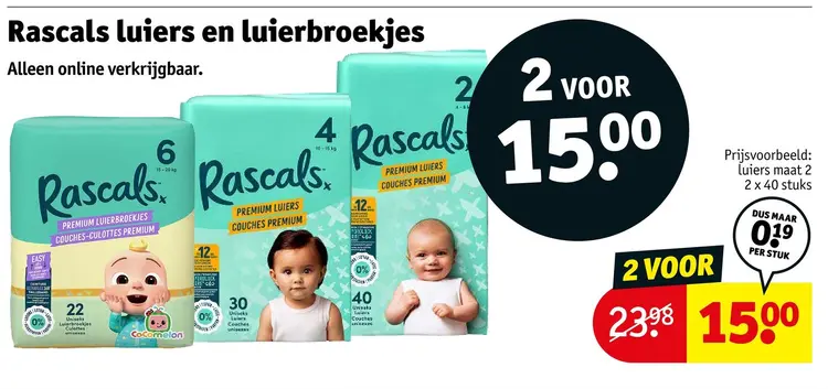 Aanbieding: Rascals luiers en luierbroekjes