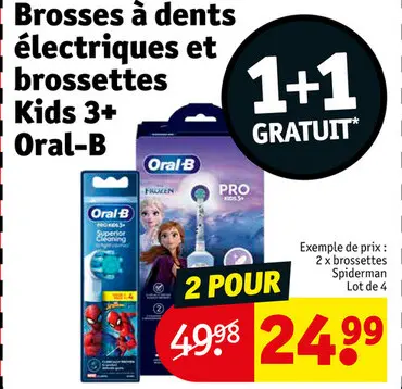 Offre: Brosses à dents électriques et brossettes Kids 3+ Oral-B