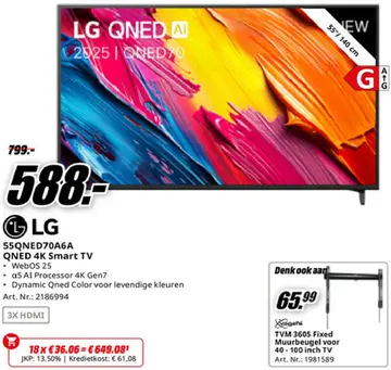 Aanbieding: LG QNED AI 55QNED70A6A QNED 4K Smart TV