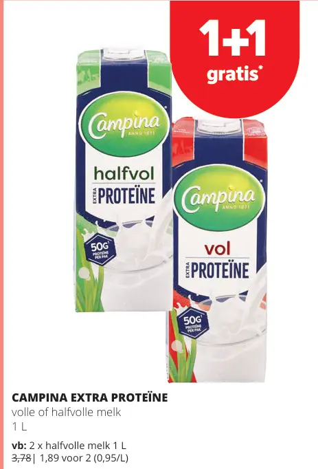 Promotie: Extra Proteïne Volle Of Halfvolle Melk