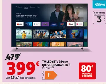 Offre: TV LED 65" / 164 cm QILIVE Q65UA231B
