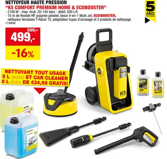 Offre: Karcher K5 Comfort Premium Home hogedrukreiniger 2100W met eco!Booster