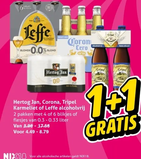 Aanbieding: Hertog Jan, Corona, Tripel Karmeliet of Leffe