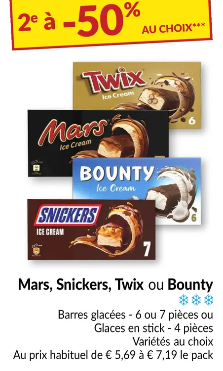 Offre: Mars, Snickers, Twix ou Bounty