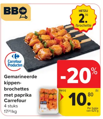 Promotie: Gemarineerde kippenbrochettes met paprika