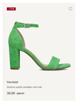 Aanbieding: Groene suède sandalen met hak