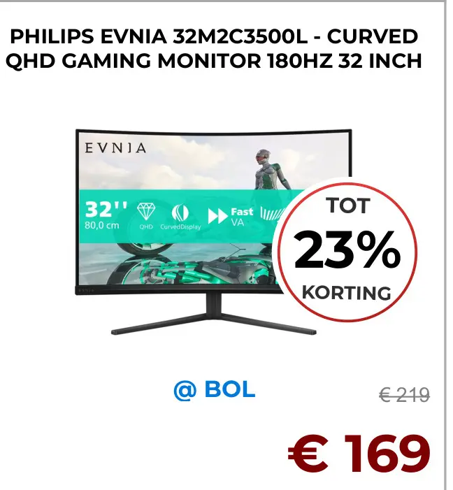 Aanbieding: Philips Evnia 32m2c3500l - curved qhd gaming