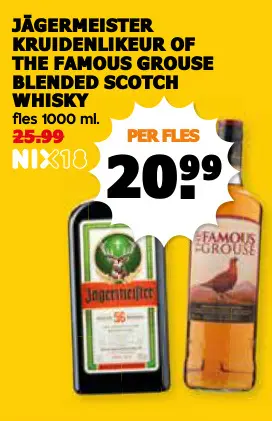 Aanbieding: Jägermeister kruidenlikeur of The Famous Grou