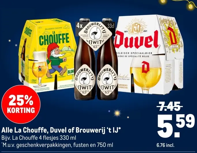 Aanbieding: La Chouffe, Duvel of Brouwerij 't IJ