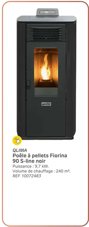 Offre: Poêle à granulés qlima fiorina 90 s-line - 9.7kw - noir