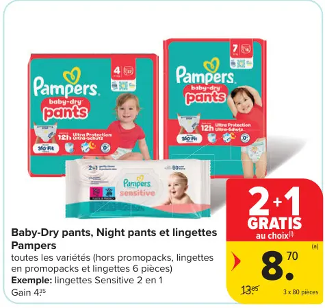 Offre: Baby-Dry pants, Night pants et lingettes