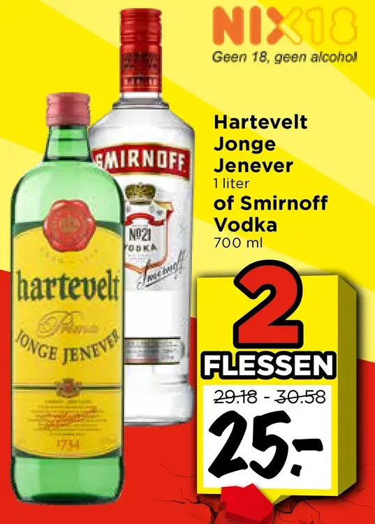 Aanbieding: Hartevelt Jonge Jenever of Smirnoff Vodka
