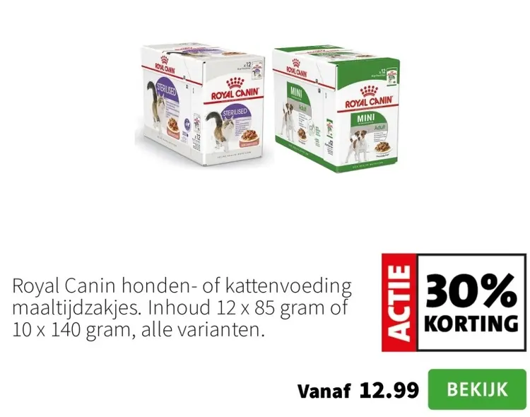 Aanbieding: Royal Canin honden- of kattenvoeding maaltijdzakjes