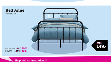 Aanbieding: Bed Anne - mat antraciet - 140x200 cm