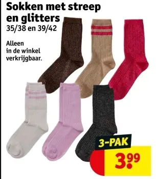 Aanbieding: Sokken met streep en glitters
