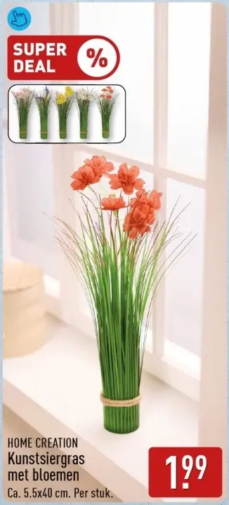 Aanbieding: Kunstsiergras met bloemen
