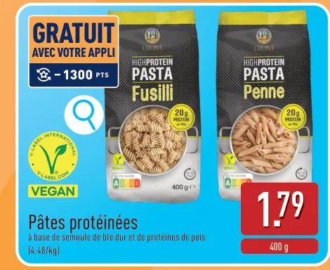 Offre: Pâtes protéinées