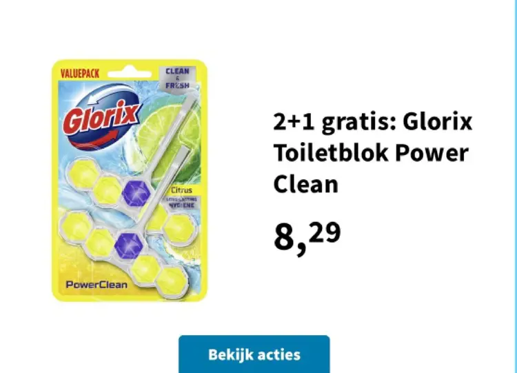 Promotie: Glorix Toiletblok Power Clean