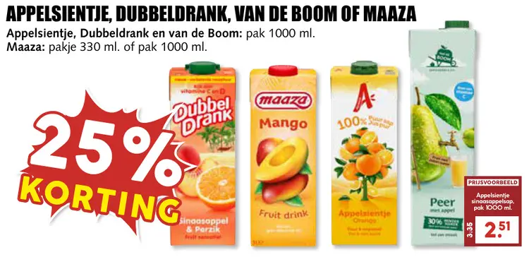 Aanbieding: Appelsientje, Dubbeldrank, Van de Boom of Maaza