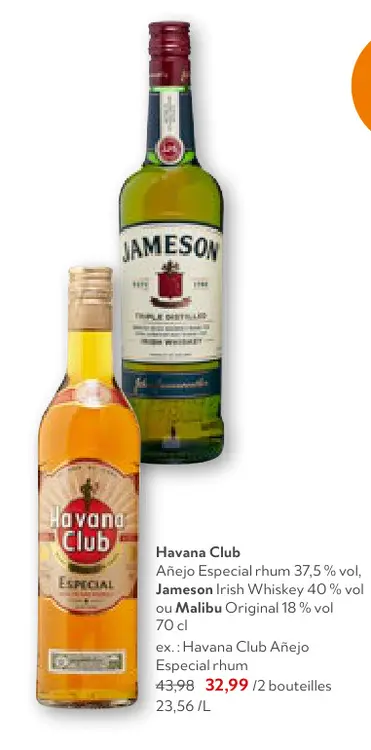 Offre: Havana Club Añejo Especial rhum, Jameson Iris