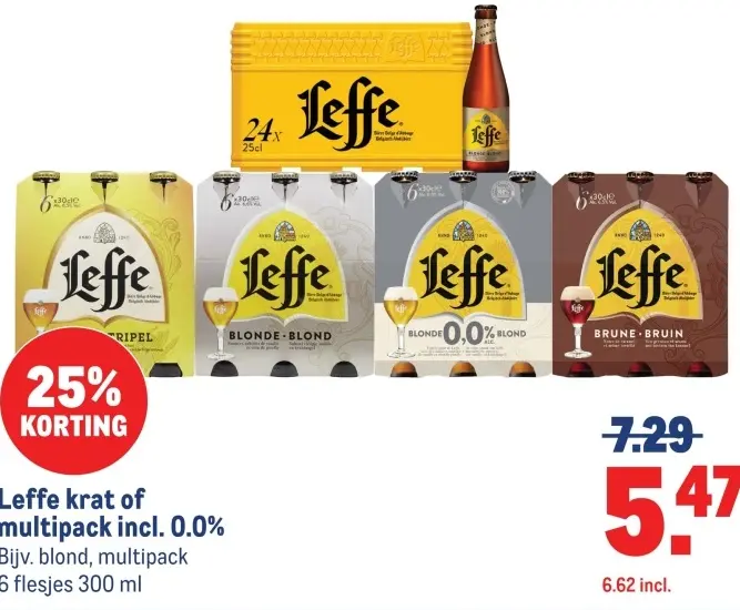 Aanbieding: Leffe krat of multipack incl. 0.0%