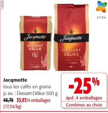 Offre: Jacqmotte tous les cafés en grains