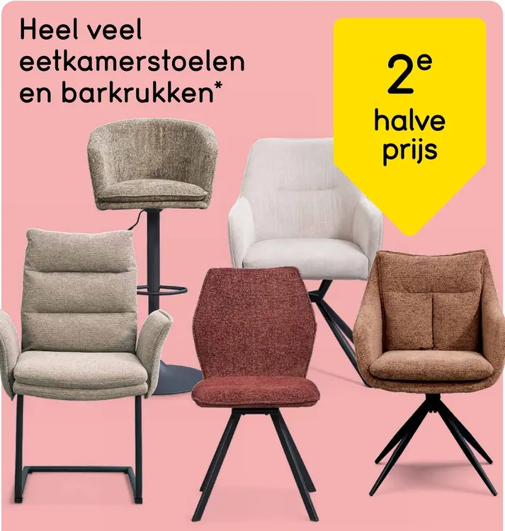 Aanbieding: Eetkamerstoelen en barkrukken