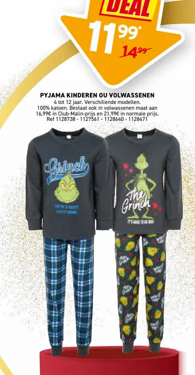 Aanbieding: Pyjama kinderen ou volwassenen