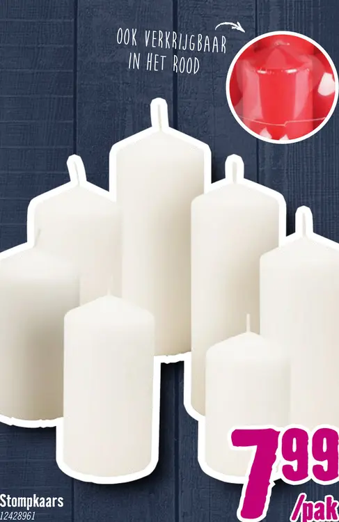 Aanbieding: Stompkaars wit H 15,5 cm 7 st