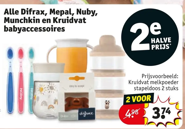 Aanbieding: Alle Difrax, Mepal, Nuby, Munchkin en Kruidvat babyaccessoires