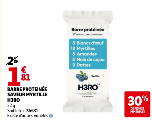 Promotie: Barre proteinée saveur myrtille