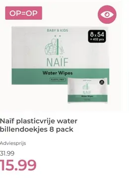 Aanbieding: Naïf plasticvrije water billendoekjes