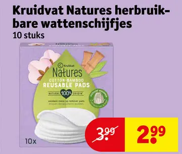 Aanbieding: Kruidvat Natures herbruikbare wattenschijfjes