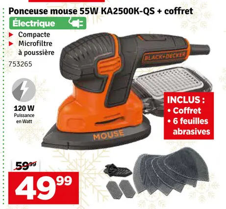 Offre: Ponceuse mouse 55W KA2500K-QS