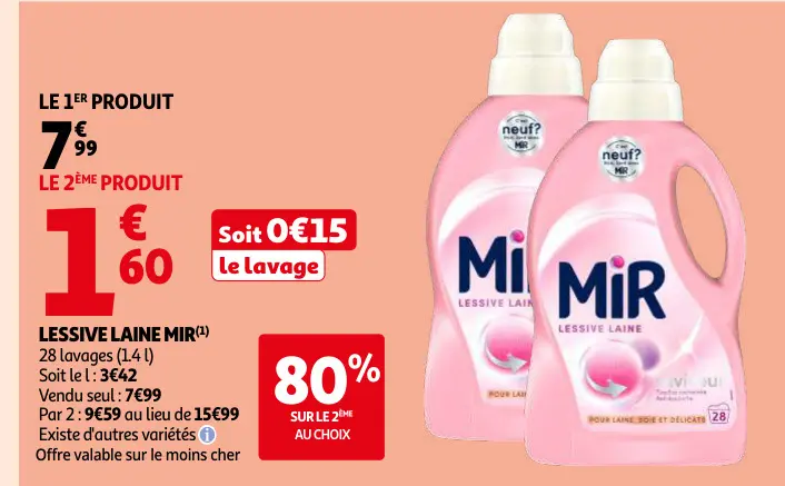 Offre: Lessive laine MIR