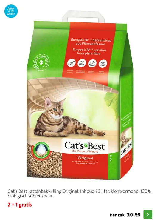 Aanbieding: Cat's Best kattenbakvulling Original