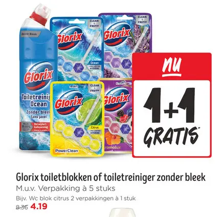 Aanbieding: Glorix toiletblokken of toiletreiniger zonder