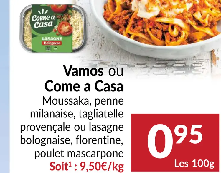Offre: Moussaka, penne milanaise, tagliatelle provençale ou lasagne bolognaise, florentine, poulet mascarpone