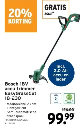 Promotie: 18V accu trimmer EasyGrassCut 18-230