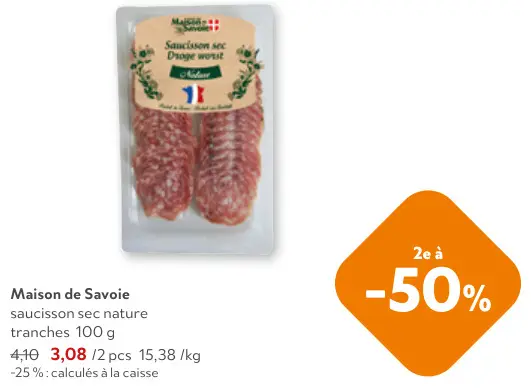 Offre: Saucisson sec nature tranches