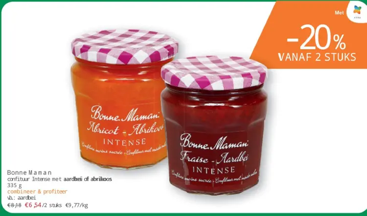 Aanbieding: confituur Intense met aardbeii of abrikoos