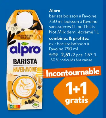 Offre: barista boisson à l'avoine